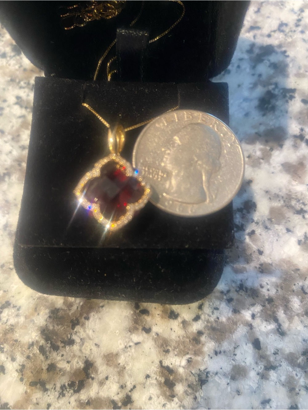 Garnet And Diamond Pendant and 18 inch Necklace 14k Yellow Gold. AMAZING!! - Picture 9 of 14